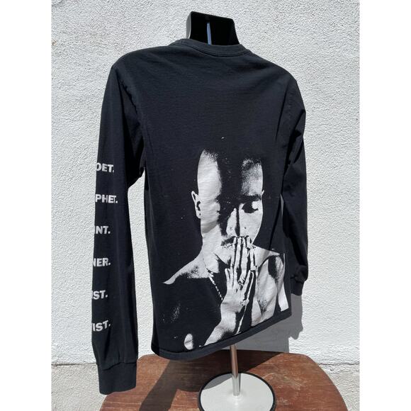 Black Tupac Shirt Long Sleeve Mens Medium Hip Hop Tee - Picture 1 of 4